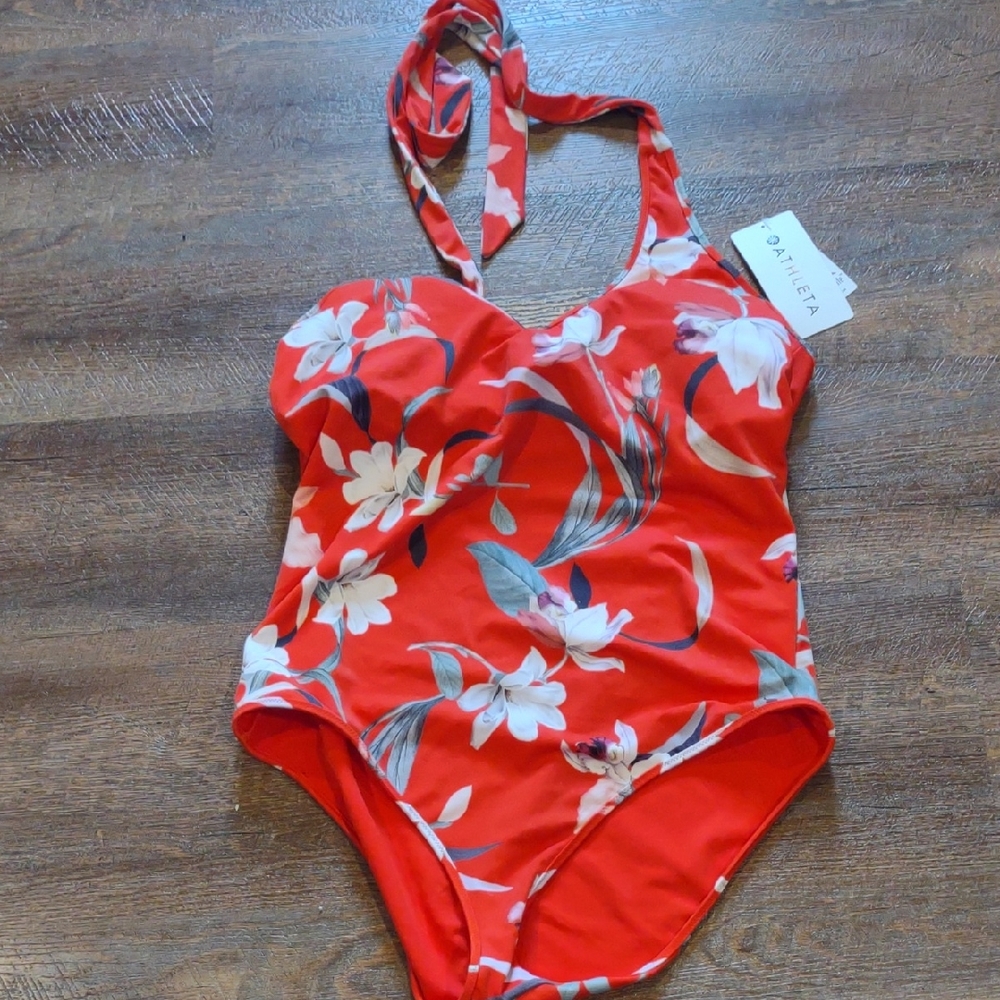 NWT Athleta Waimea Crop One Piece‎ Xlarge Halter Swimsuit